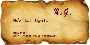 Mátai Gyula névjegykártya